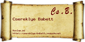 Csereklye Babett névjegykártya